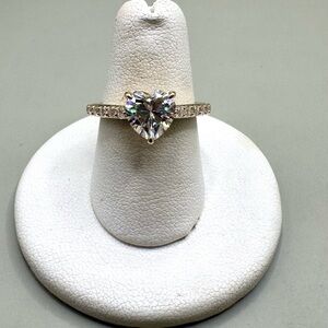 10k Yellow Gold 1.50ct Moissanite Heart & .36ctw Accents Ring
